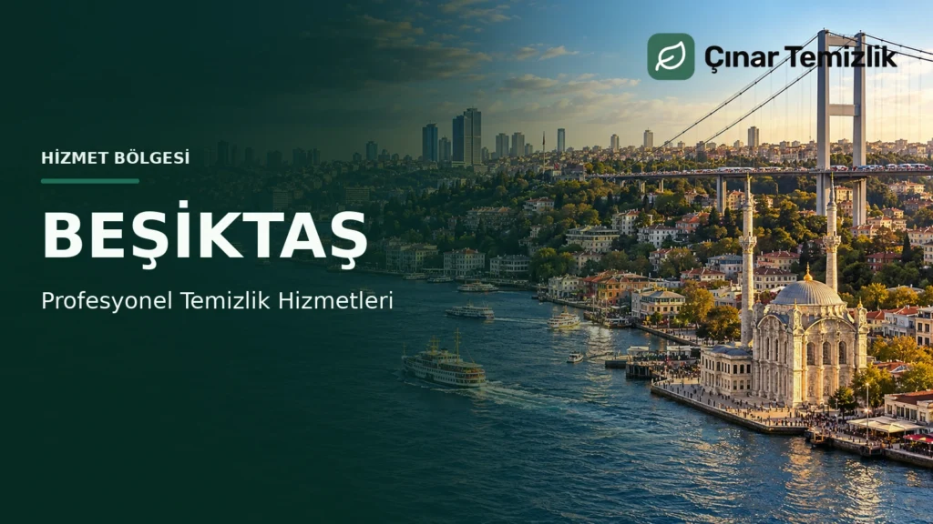 Çınar Temizlik’in Beşiktaş’ta profesyonel temizlik hizmetlerini tanıtan Boğaz manzaralı kapak görseli