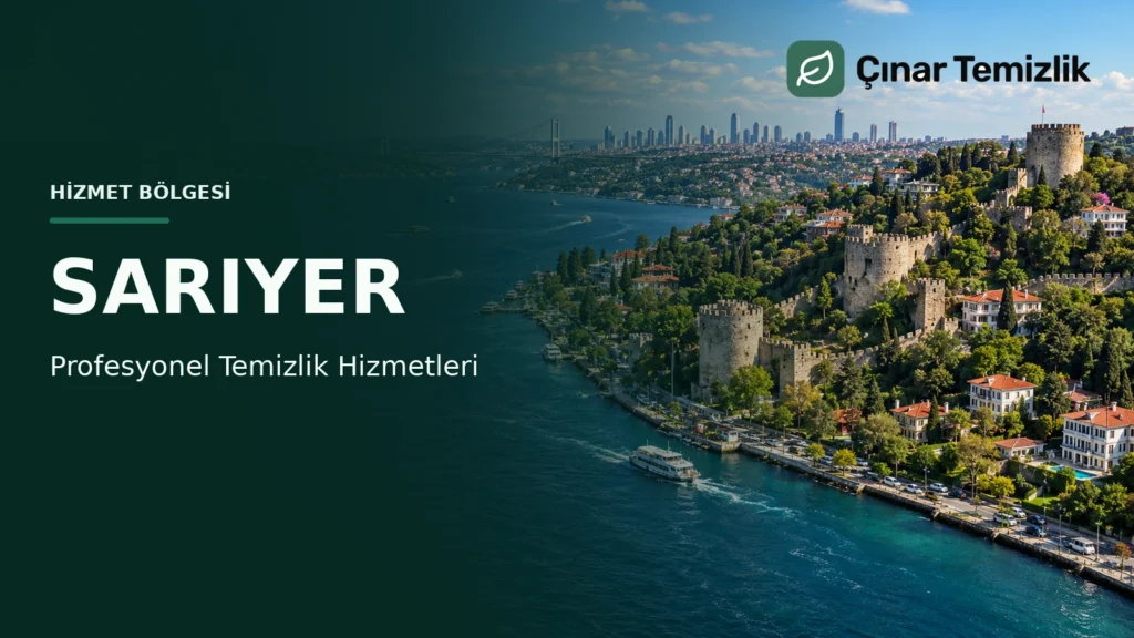 Çınar Temizlik’in Sarıyer’de profesyonel temizlik hizmetlerini tanıtan, Boğaz ve Rumeli Hisarı manzaralı kapak görseli