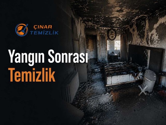 Yangın sonrası is ve kurumla kaplanan iç mekânda profesyonel temizlik hizmeti – Çınar Temizlik 